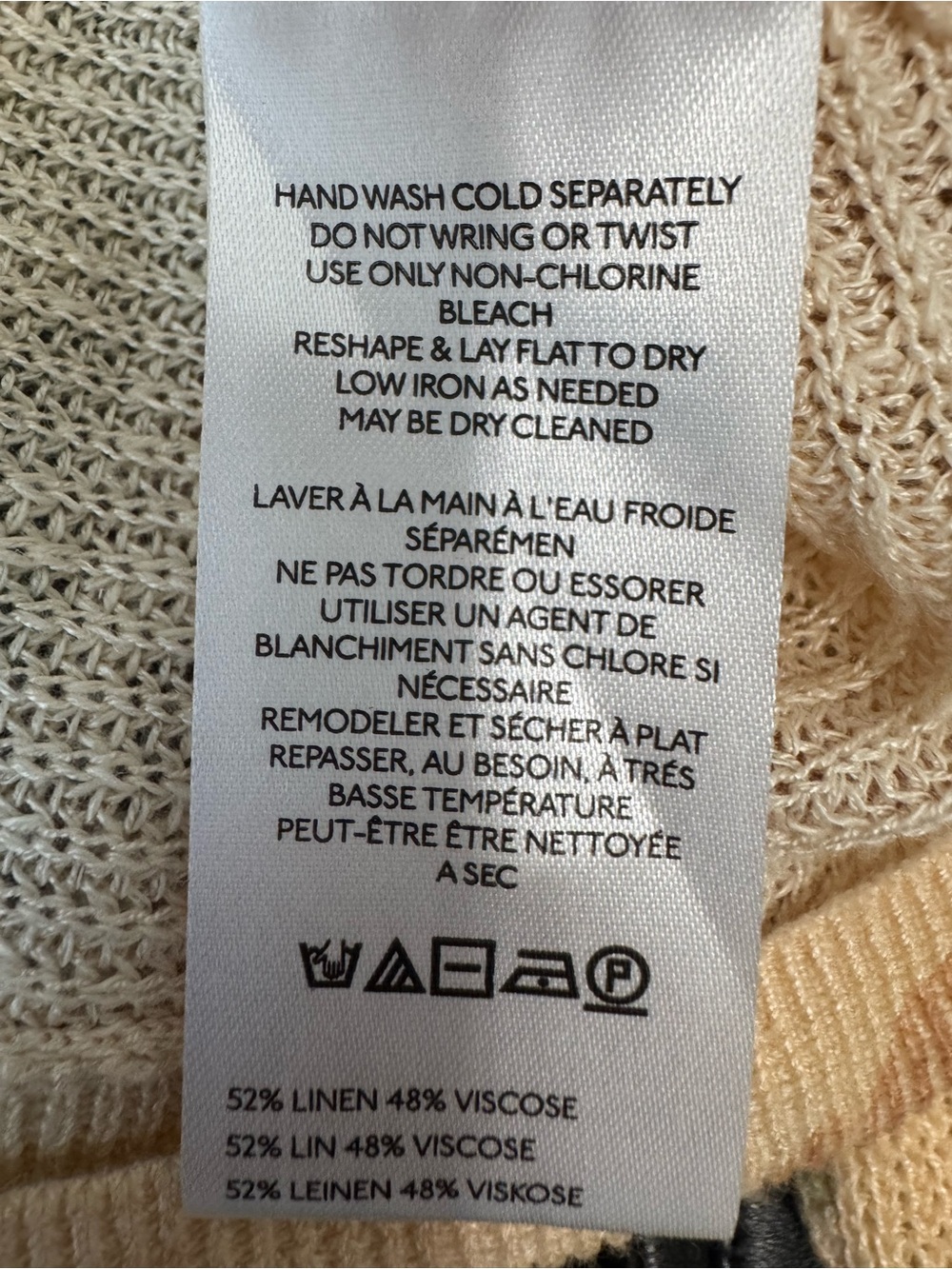 Anthropologie Printed-Linen Pullover Sweater Cream Peach Pink Floral Lightweight - Picture 5 of 6